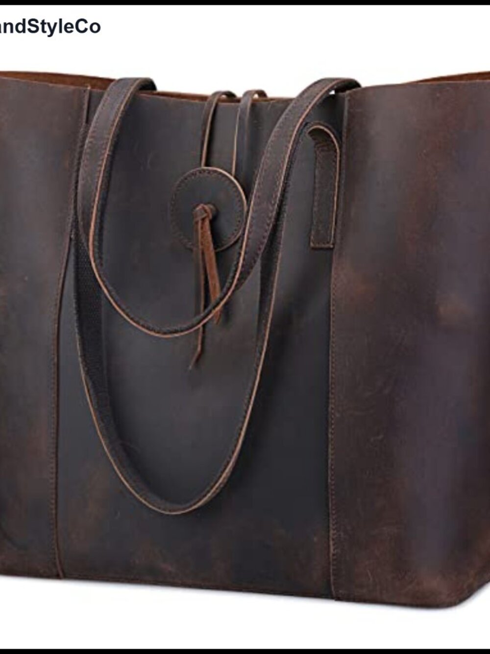 Genuine Leather Tote Bag Large Shoulder Purse Satchel Vintage Cowhide Work